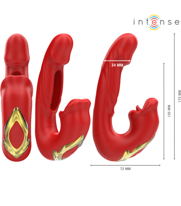 INTENSE NATHY VIBRADOR DOBLE CON BOCA ESTIMULADORA MULTIFUNCION ROJO