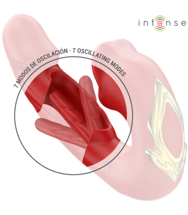 INTENSE NATHY VIBRADOR DOBLE CON BOCA ESTIMULADORA MULTIFUNCION ROJO