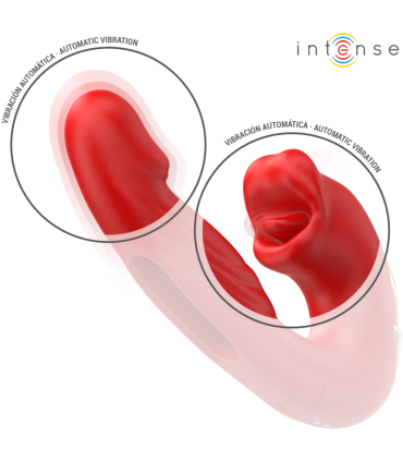 INTENSE NATHY VIBRADOR DOBLE CON BOCA ESTIMULADORA MULTIFUNCION ROJO