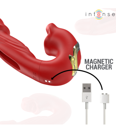 INTENSE NATHY VIBRADOR DOBLE CON BOCA ESTIMULADORA MULTIFUNCION ROJO
