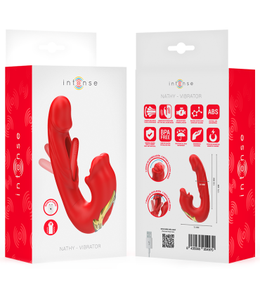 INTENSE NATHY VIBRADOR DOBLE CON BOCA ESTIMULADORA MULTIFUNCION ROJO