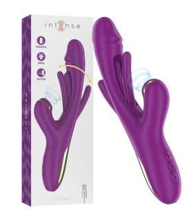 INTENSE ATENEO VIBRADOR MULTIFUNCION RECARGABLE 7 VIBRACIONES CON LENGUA OSCILANTE Y SUCCIONADOR MORADO