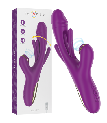 INTENSE ATENEO VIBRADOR MULTIFUNCION RECARGABLE 7 VIBRACIONES CON LENGUA OSCILANTE Y SUCCIONADOR MORADO