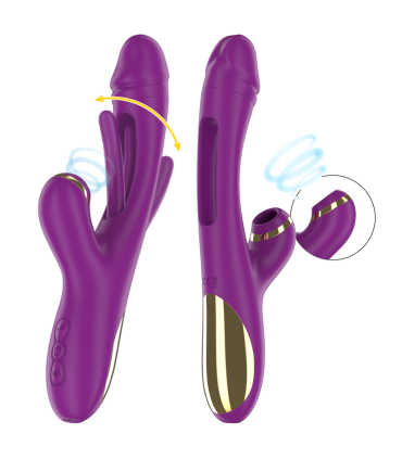 INTENSE ATENEO VIBRADOR MULTIFUNCION RECARGABLE 7 VIBRACIONES CON LENGUA OSCILANTE Y SUCCIONADOR MORADO