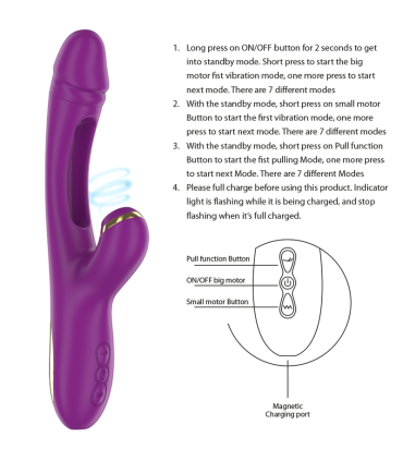 INTENSE ATENEO VIBRADOR MULTIFUNCION RECARGABLE 7 VIBRACIONES CON LENGUA OSCILANTE Y SUCCIONADOR MORADO