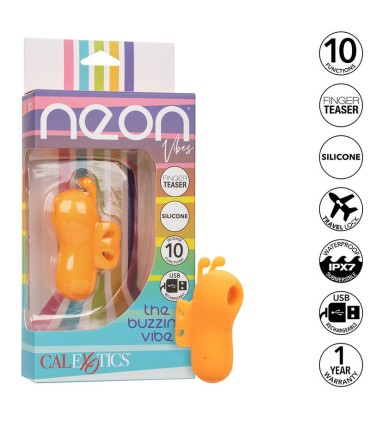 CALEXOTICS NEON VIBES THE BUZZING VIBE ESTIMULADOR DE DEDO 10 VIBRACIONES NARANJA