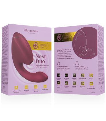 WOMANIZER DUO NEXT ESTIMULADOR VIBRADOR DUAL CLITORIS PUNTOG ROSA