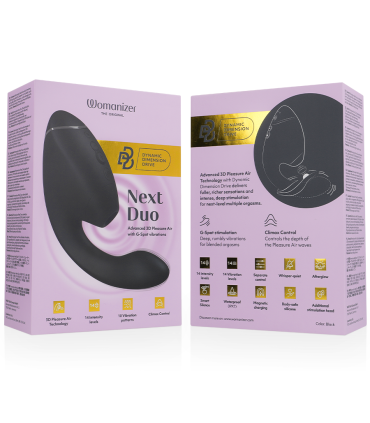 WOMANIZER DUO NEXT ESTIMULADOR VIBRADOR DUAL CLITORIS PUNTOG NEGRO
