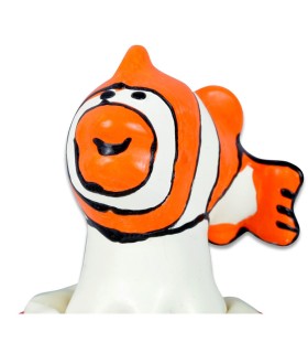 CONDOMERIE PRESERVATIVO DECORATIVO PINTADO A MANO PESCADO NARANJA