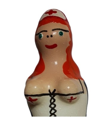 CONDOMERIE PRESERVATIVO DECORATIVO PINTADO A MANO ENFERMERA PELIRROJA