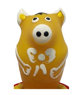 CONDOMERIE PRESERVATIVO DECORATIVO PINTADO A MANO CERDO SENTADO AMARILLO