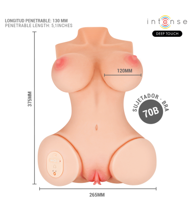INTENSE DEEP TOUCH VERO TORSO ANO Y VAGINA CON EFECTO SUCCION CALOR VIBRACION Y VOZ CON CONTROL REMOTO 55 KG