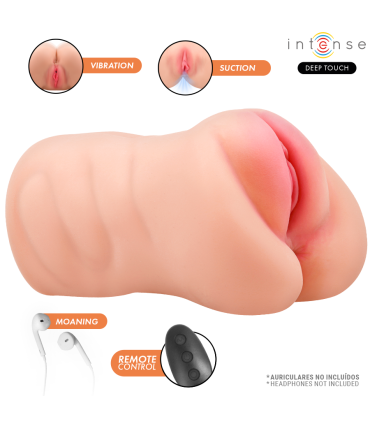 INTENSE DEEP TOUCH KRISTA MASTURBADOR ANO Y VAGINA CON EFECTO SUCCION VIBRACION Y VOZ CON CONTROL REMOTO 12KG