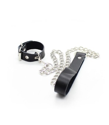 OHMAMA FETISH COLLAR PARA PENE Y CORREA PIEL CON CADENA METALICA