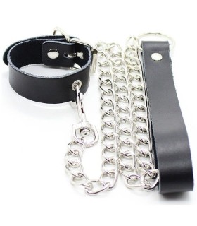OHMAMA FETISH COLLAR PARA PENE Y CORREA PIEL CON CADENA METALICA