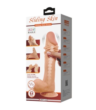 PRETTY LOVE SLIDING SKIN SERIES DILDO REALISTICO CON VENTOSA PIEL DESLIZANTE CONTROL REMOTO NATURAL 24 CM