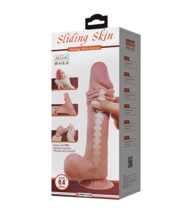 PRETTY LOVE SLIDING SKIN SERIES DILDO REALISTICO CON VENTOSA PIEL DESLIZANTE MORENO 24 CM