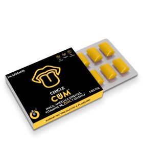 WUG CUM 1 X 8 UDS Chicle funcional con sabor a platano para potenciar la fertilidad vitalidad y energia masculina