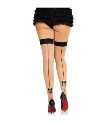 LEG AVENUE 1963 MEDIAS DE SPANDEX CON COSTURA TRASERA NEGRO TALLA UNICA