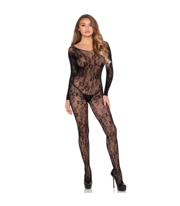 LEG AVENUE 89366 BODYSTOCKING DE LENCERIA DE ENCAJE NEGRO TALLA UNICA