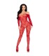 LEG AVENUE 89366 BODYSTOCKING DE LENCERIA DE ENCAJE ROJO TALLA UNICA