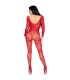 LEG AVENUE 89366 BODYSTOCKING DE LENCERIA DE ENCAJE ROJO TALLA UNICA