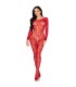 LEG AVENUE 89366 BODYSTOCKING DE LENCERIA DE ENCAJE ROJO TALLA UNICA