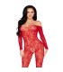 LEG AVENUE 89366 BODYSTOCKING DE LENCERIA DE ENCAJE ROJO TALLA UNICA