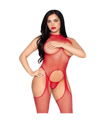LEG AVENUE 89374 BODYSTOCKING SIN COPAS Y PANTY ROJO TALLA UNICA