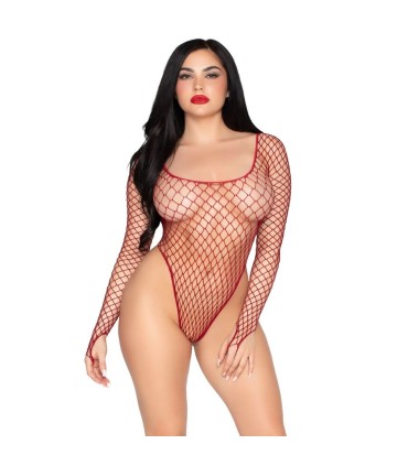 LEG AVENUE 89377 BODYSUIT DE RED INDUSTRIAL DE CORTE ALTO ROJO TALLA UNICA