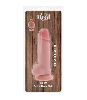 GET REAL PENE REALISTICO DELUXE CON TESTICULOS EXTRA GRUESO 23 CM