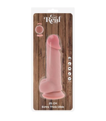 GET REAL PENE REALISTICO DELUXE CON TESTICULOS EXTRA GRUESO 25 CM
