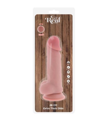 GET REAL PENE REALISTICO DELUXE CON TESTICULOS EXTRA GRUESO 28 CM