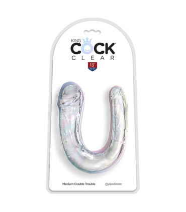 KING COCK DOUBLE TROUBLE DILDO DOBLE 33 CM TRANSPARENTE