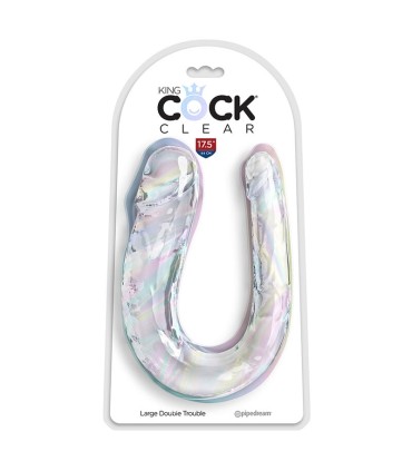 KING COCK DOUBLE TROUBLE DILDO DOBLE 44 CM TRANSPARENTE