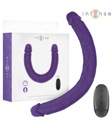 INTENSE GUNTER DILDO DOBLE VIBRADOR 40 CM MORADO CONTROL REMOTO