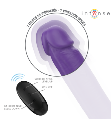 INTENSE GUNTER DILDO DOBLE VIBRADOR 40 CM MORADO CONTROL REMOTO