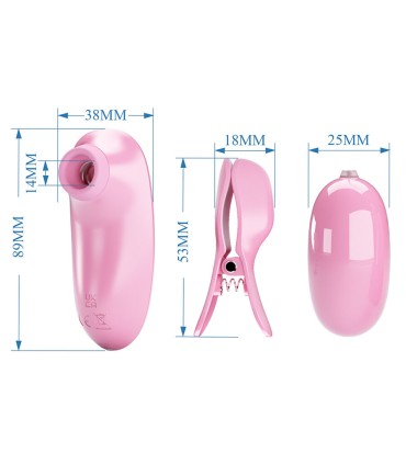 PRETTY LOVE IMONIE SET MULTIFUNCIONAL 3 EN 1 CON SUCCIONADOR PEZONES Y CLITORIS
