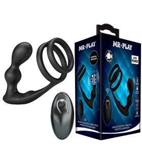MR PLAY ANILLO PARA PENE CON PLUG ANAL CON VIBRACION CONTROL REMOTO
