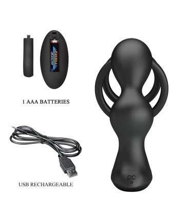 MR PLAY ANILLO PARA PENE CON PLUG ANAL CON VIBRACION CONTROL REMOTO