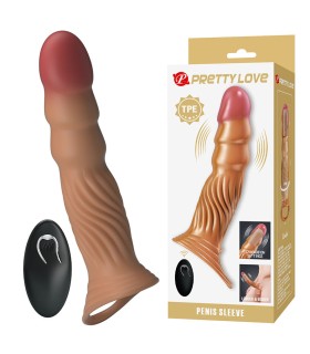 PRETTY LOVE FUNDA PARA PENE TEXTURIZADA CON VIBRACION Y CONTROL REMOTO