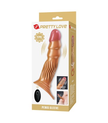 PRETTY LOVE FUNDA PARA PENE TEXTURIZADA CON VIBRACION Y CONTROL REMOTO