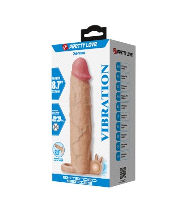 PRETTY LOVE XERXES FUNDA PARA PENE CON ESTIMULADOR DE CLITORIS Y VIBRACION