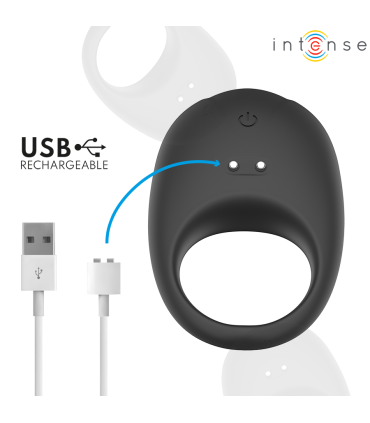 INTENSE MERLOTTE ANILLO VIBRADOR CON ESTIMULACION DE CLITORIS NEGRO