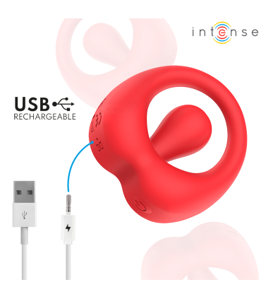 INTENSE RUSSELL ANILLO VIBRADOR CON ESTIMULACION DE CLITORIS ROJO