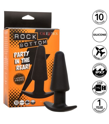 CALEXOTICS ROCK BOTTOM PLUG ANAL CONICO 10 VIBRACIONES SILICONA NEGRO