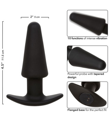 CALEXOTICS ROCK BOTTOM PLUG ANAL CONICO 10 VIBRACIONES SILICONA NEGRO