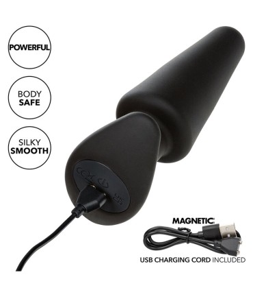 CALEXOTICS ROCK BOTTOM PLUG ANAL CONICO 10 VIBRACIONES SILICONA NEGRO