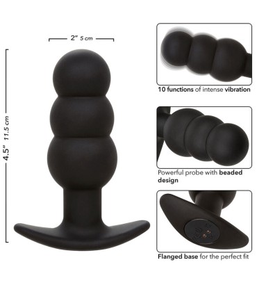 CALEXOTICS ROCK BOTTOM PLUG ANAL CON CUENTAS 10 VIBRACIONES SILICONA NEGRO