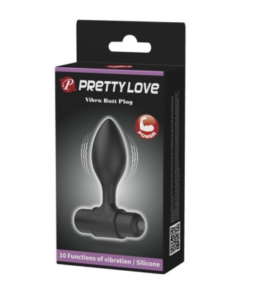 PRETTY LOVE VIBRA BUTT PLUG ANAL 10 VIBRACIONES NEGRO